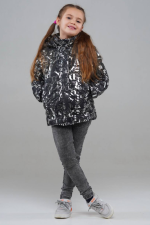 Чорна демісезонна куртка-трансформер для дівчинки 