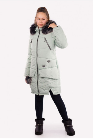 Удлиненная оливковая куртка для девочки 