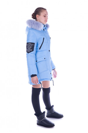 Блакитна зимова куртка для дівчинки