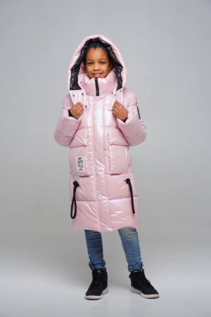 Зимняя куртка пудрового цвета для девочек