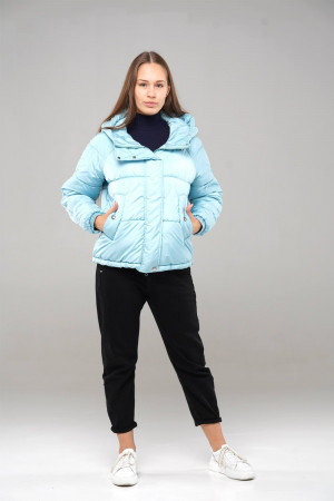 Зимняя куртка мятного цвета с капюшоном для девочек