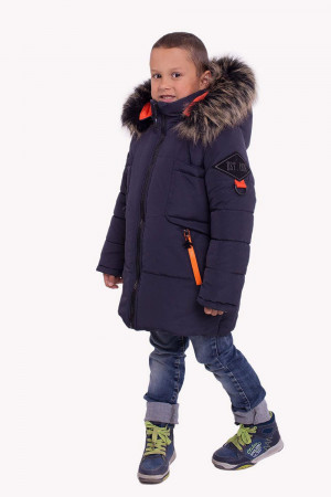 Зимова куртка для хлопчиків з капюшоном кольору графіт