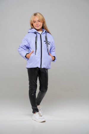 Ніжна бузкова курточка для дівчаток з еко-шкіри