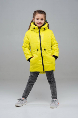 Тёплая куртка лимонного цвета для девочек 