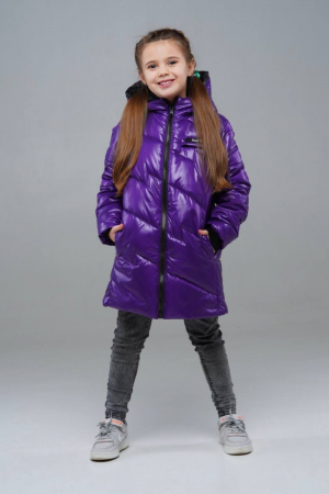 Фіолетова демісезонна куртка з каптуром для дівчаток