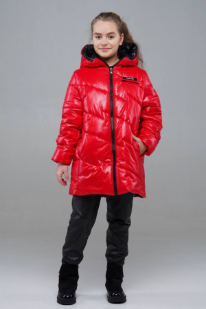 Червона демісезонна куртка з каптуром для дівчаток