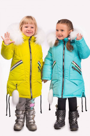 Зимняя куртка для девочек лимонного цвета