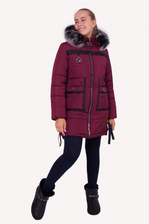 Зимова бордова куртка для дівчинки підлітка