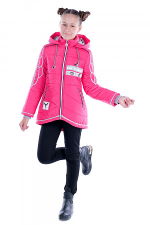 Демісезонна курточка рожевого кольору з вишивкою для дівчинки