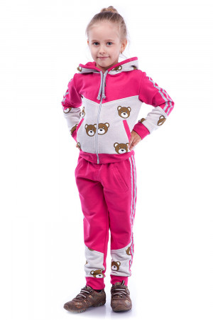 Малиновый спортивный костюм для девочек с принтом "мишки"