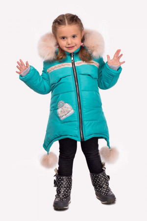 Зимова куртка для дівчаток бірюзового кольору