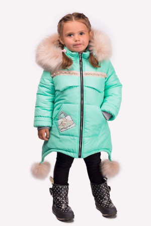 Зимова куртка м'ятного кольору для маленьких дівчаток