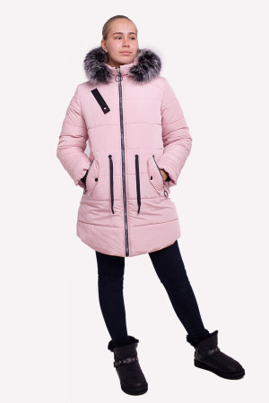 Зимова куртка для дівчаток пудрового кольору